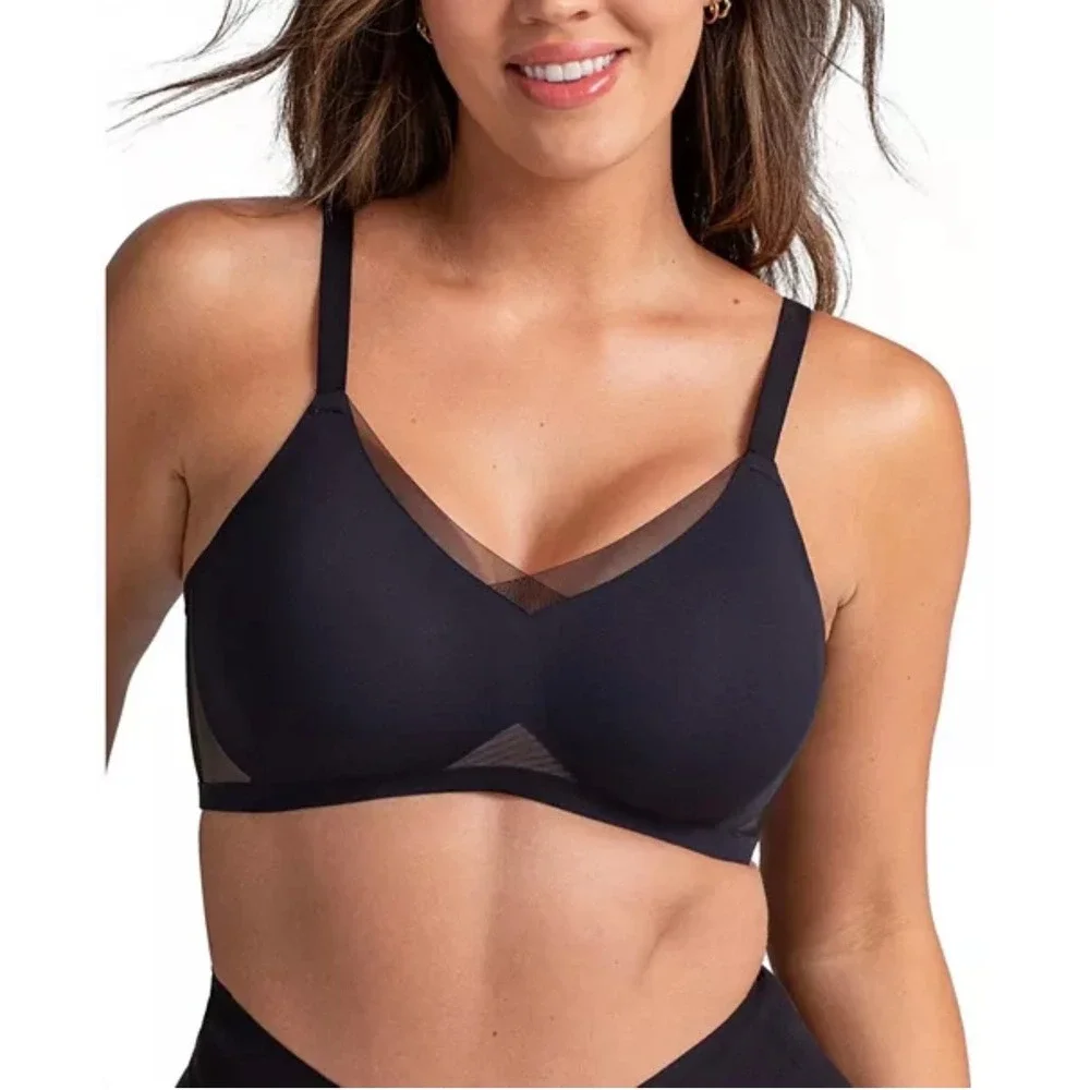 HoneyLove Crossover Bra Women's Large Black Wireless Comfort